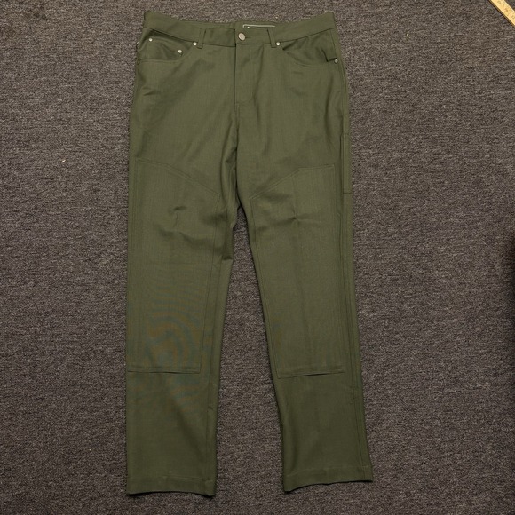 Woolly Longhaul Pants Mens 34x30 Green MERINO Wool Trousers DOUBLE KNEE EUC